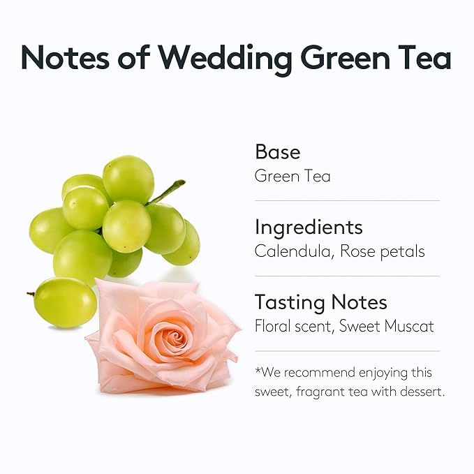 Osulloc Wedding Green Tea (Floral & Sweet Muscat Scent) | Korean Premium Blended Tea Bag | Sweet Fruit Tea | 20 Count Tea Bags, 1.06oz