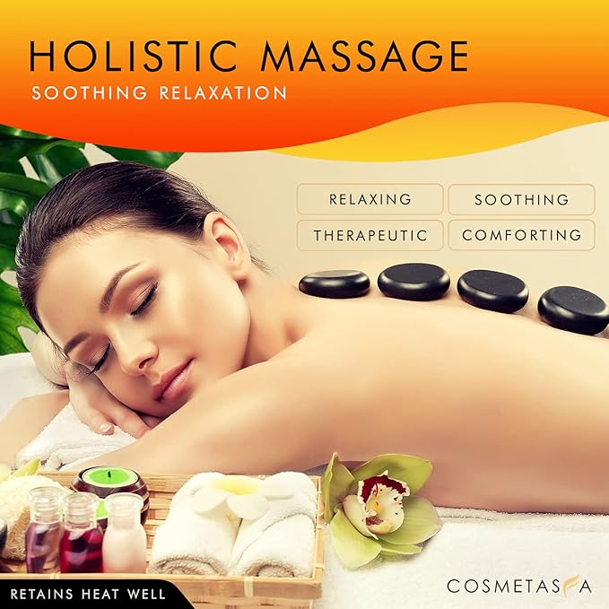 Natural Nourishing Massage Oil with Massage Hot Stones - Therapeutic Citrus & Coconut Massage Oils, Hydrating & Aromatic Essential Oils for Dry Skin, Soothes Muscle & Joints 8.8 oz