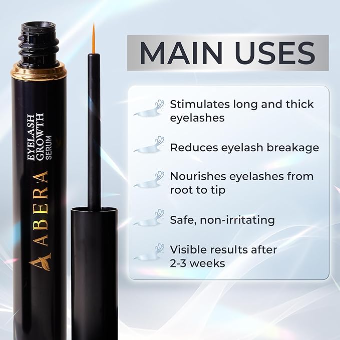Abera Misan Eyelash Growth Serum – Natural Lash Booster with Red Ginseng, Biotin & Omega 3-6-9 – Fuller, Longer, Thicker Lashes – Safe for Sensitive Eyes (1 Box)