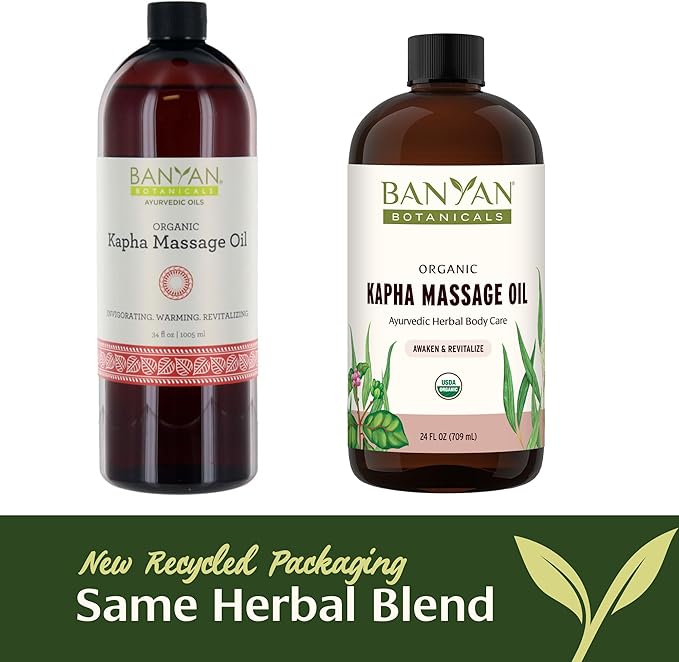 Banyan Botanicals Kapha Massage Oil – Organic Massage Oil with Chitrak and Tulsi – Warming Ayurvedic Oil to Revitalize The Tissues and Awaken The Mind – 24 oz. – Non-GMO Sustainably Sourced Vegan