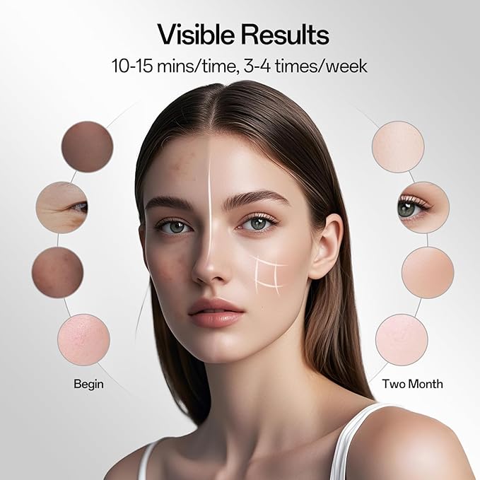 Red Light Mask for Face and Neck - Facial Skin Care Device, Portable, Lightweight, Rechargeable and Ergonomic Design for Home (Black)