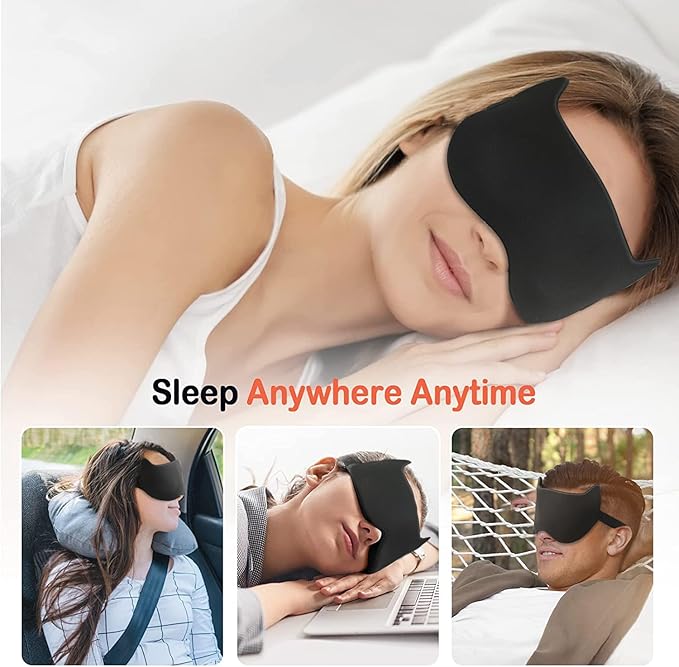 Cute Sleep Eye Mask for Kids, 3D Contoured Cup Sleeping Mask & Blindfold, Concave Molded Night Sleep Mask, Block Out Light, Soft Comfort Eye Shade Cover for Travel Yoga Nap,KD