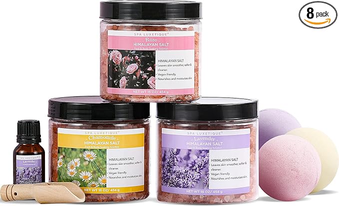 spa luxetique Bath Salts for Soaking, Spa Luxetique Epsom Salts Gifts Set for Women, 3.17lbs Bath Salts for Women, Epsom Salts for Soaking, Mother's Day Christmas Gifts for Woman Mom