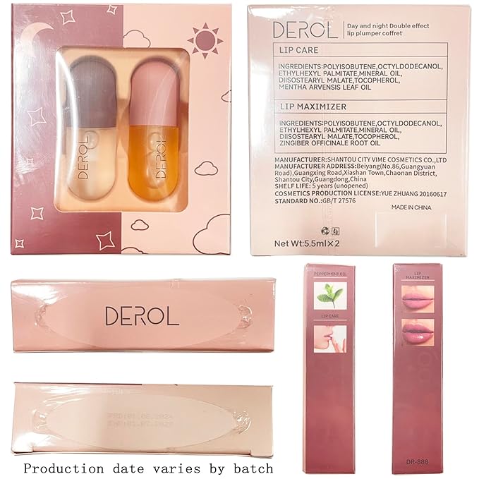DEROL 2Pcs Natural Lip Plumper, Plant (5.5MLX2)
