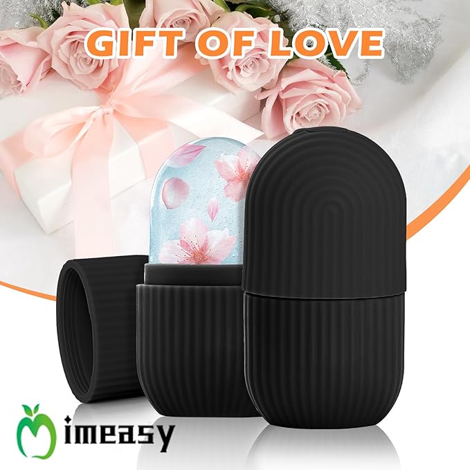 Ice Roller for Face and Eye, Upgrated Ice Face Roller,Facial Beauty Ice Roller Skin Care Tools, Ice Facial Cube, Gua Sha Face Massage, Silicone Ice Mold for Face Beauty (Black)