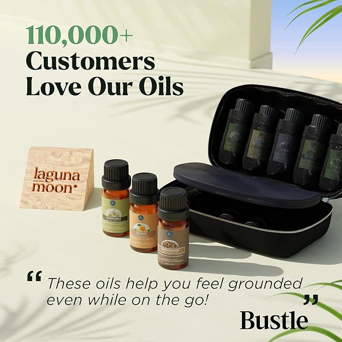 Essential Oils Set - 10pc Aromatherapy Oil in Portable Bag - Diffusers, Humidifiers, Yoga, DIY Cleaning Products, Candle Making, Soaps - Peppermint, Tea Tree, Lavender, Eucalyptus, Lemongrass (10mL)