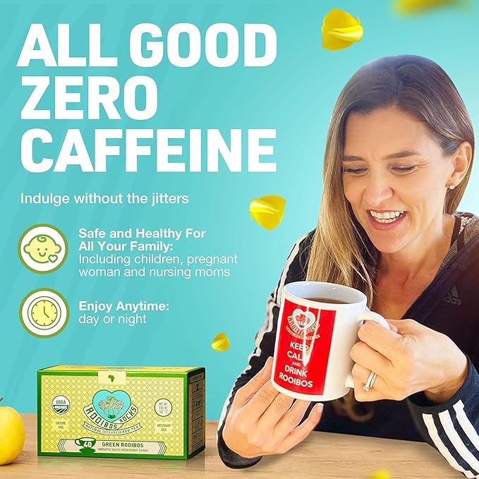 Organic Green Rooibos Tea Bags - 40 Rooibos Green Tea Bags – Naturally Sweet Herbal Tea Rich in Antioxidants – Kid & Pregnancy Safe Tea - USDA Organic Rooibos Tea, Lighter-Bodied Caffeine Free Tea