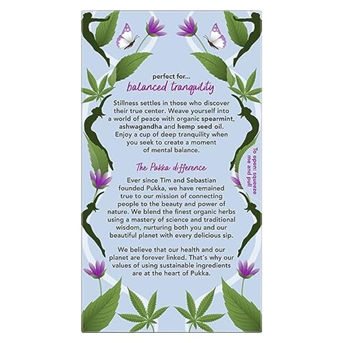 Pukka Organic Tea Bags, Peace Herbal Tea with Spearmint, Ashwagandha, and Hemp Seed Oil, Perfect for Balanced Tranquility, Caffeine Free, 20 Count (Pack of 4), 80 Bags