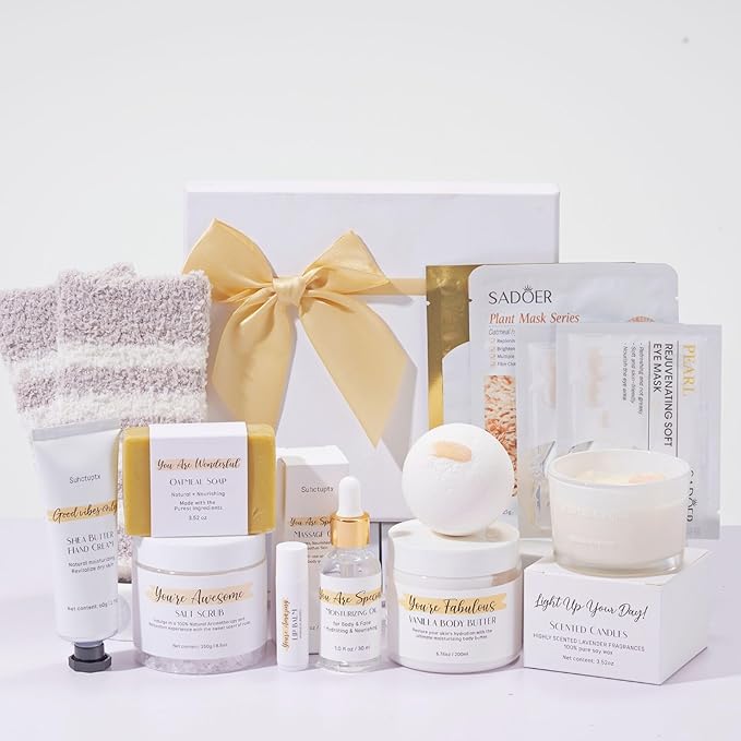 Spa Gifts for Women 13Pcs Mothers Day Gifts Happy Birthday Gift Baskets, Christmas Relaxing Home SPA Kit Bath Set Self Care Package Thank You Box for Mom Her Sister Teacher Friends Friendship