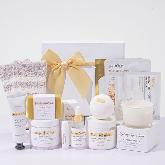 Spa Gifts for Women 13Pcs Mothers Day Gifts Happy Birthday Gift Baskets, Christmas Relaxing Home SPA Kit Bath Set Self Care Package Thank You Box for Mom Her Sister Teacher Friends Friendship