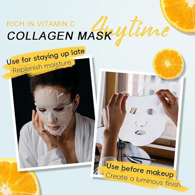 Deep Collagen Overnight Face Mask - Tea Tree CICA Hydrating Overnight Hydrogel Mask, Collagen Overnight Mask Anti Wrinkle Lifting, Collagen Face Mask Improve Elasticity, Firming (Yellow)