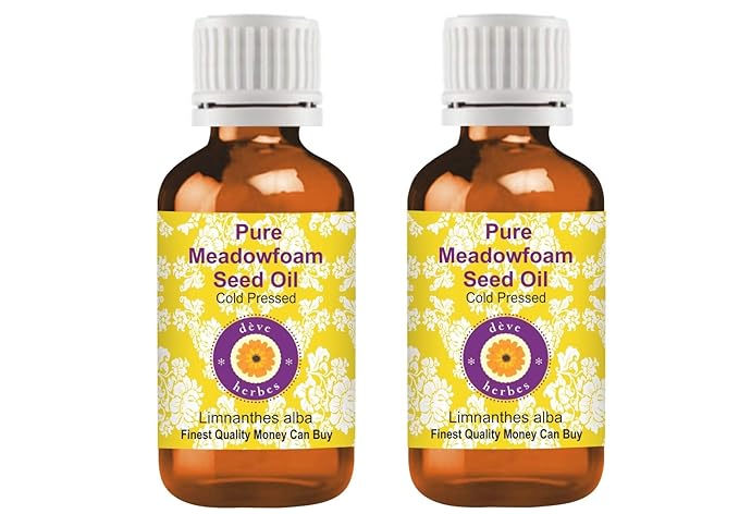 Deve Herbes Pure Meadowfoam Seed Oil (Limnanthes alba) Cold Pressed (Pack of Two) 100ml X 2 (6.76 oz)