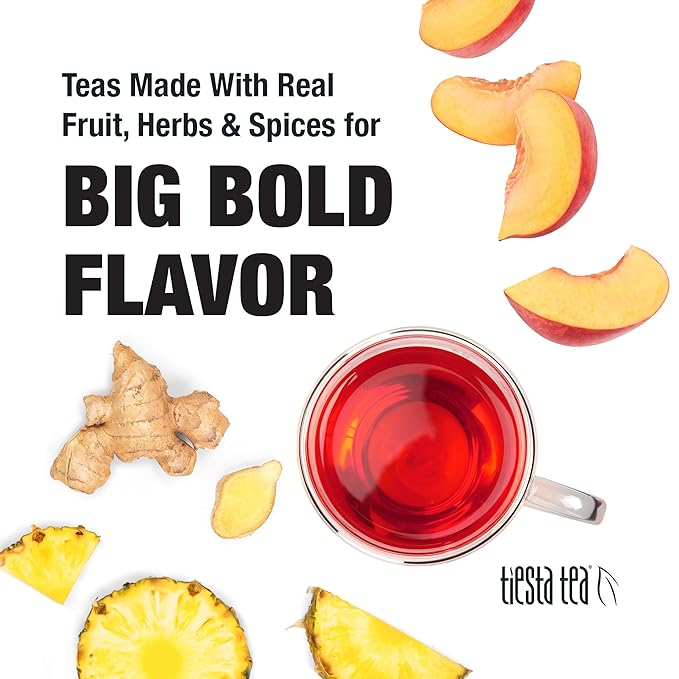 Tiesta Tea - Ginger Sweet Peach | Loose Leaf | Spicy Peach Herbal Tea | Tranquility Non-Caffeinated Blend | Bulk Hibiscus Leaves with Cane Sugar | Brews Up to 50 Cups | 6 Ounce Refillable Tin