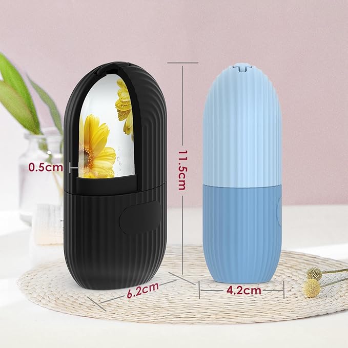 GeeRic Ice Face Roller, Silicone Ice Facial Rollers, Cube Face Contour for Eyes Neck, Beauty Facial Massage Roller Remove Dark Circle Pore Shrink Face Roller Skin Care Tools (Black)