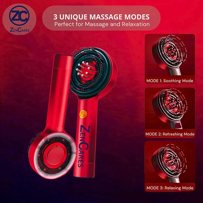 3 in 1 Hair Scalp Massager & Oil Applicator for Hair Growth, Electric Hair Brush with Oil Dispenser, Scalp Massager. (Red)