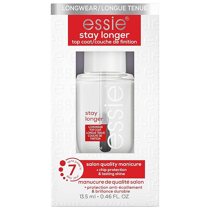 essie Nail Care, Salon-Quality Longwear Top Coat, 8-Free Vegan, Stay Longer, 0.46 fl oz