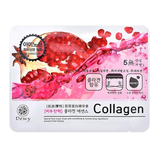 TNB Dewy Korean Essence Face Mask, Moisturizing Mask Sheet Pack, Korean Skin Care For All Skin Types (Collagen)