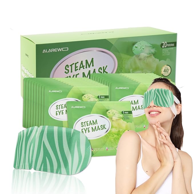 20 Packs Steam Eye Mask Self Heating Moist Eye Compress Disposable SPA Warm Eye Mask for Dry Eyes, Eye Fatigue, Stress Relief, Soothing Headache Travel Trouble Sleeping (Unscented)