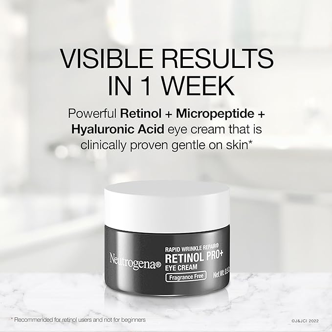 Neutrogena Rapid Wrinkle Repair Retinol Pro+ Anti-Wrinkle Eye Cream, Targeted Eye Cream for Wrinkles & Dark Circles, Formulated without Fragrance, Dyes, Phthalates, and Parabens, 0.5 oz
