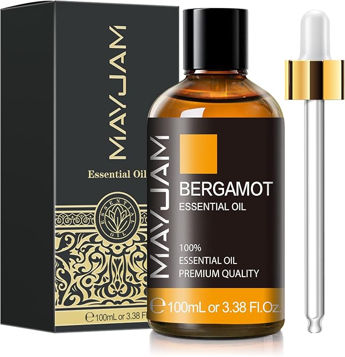 Bergamot Essential Oil, MAYJAM Premium Pure Essential Oils, 3.38FL.OZ Large Volume for Diffusers Soap Candle Making, Ideal for Home Office Car Yoga Use