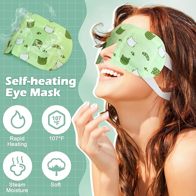 48 Pack Steam Eye Mask Disposable Self Heating Warm Compress for Dry Eyes, Unscented Lavender Rose Scented for Women Men Sleep Spa Travel Relaxing Gift
