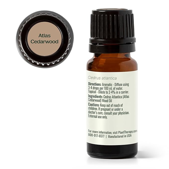 Plant Therapy Cedarwood Atlas Essential Oil 100% Pure, Undiluted, Natural Aromatherapy, Therapeutic Grade 10 mL (1/3 oz)