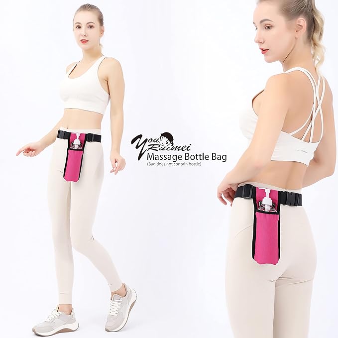 Massage Bottle Bag Massage Therapist Holster Massage Lotion Holster Massage Oil Holster（YR-1KD-Rose Red）