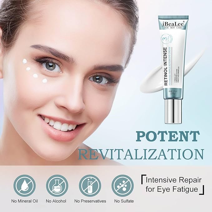 Retinol Eye Cream for Dark Circles & Wrinkles–Brighten & Smooth– Anti-Aging Under Eye Treatment with Retinol & Hyaluronic Acid–Fights Fine Lines, Puffiness & Dark Spots Fragrance– 0.68 fl.oz-BBBB