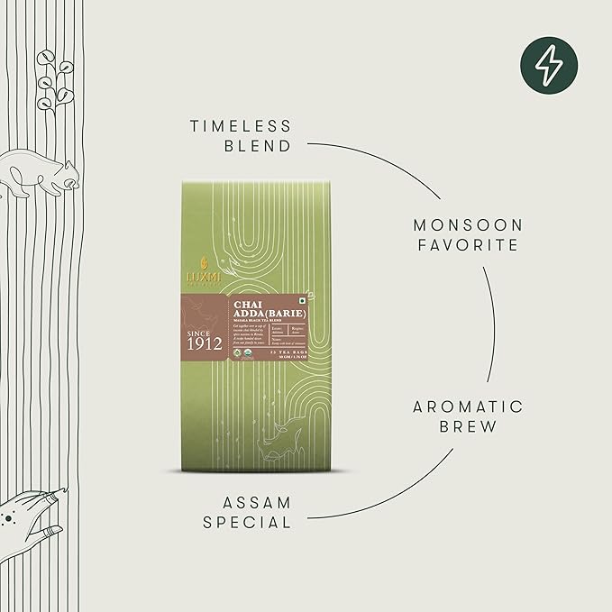 Luxmi Estates Chai Adda-Bari 25 Tea Bags (50g) Pack | Masala Chai | Certified Organic Black Tea
