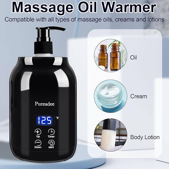 Massage Oil Warmer, Massage Oil Warmer for Massage Therapy, Oil Warmer for Massage for Salon, Barber Shops, Home, with Two Oil Bottle Dispenser