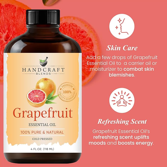 Handcraft Blends Grapefruit Essential Oil - Huge 4 Fl Oz - 100% Pure and Natural - Premium Grade Essential Oil for Diffuser and Aromatherapy