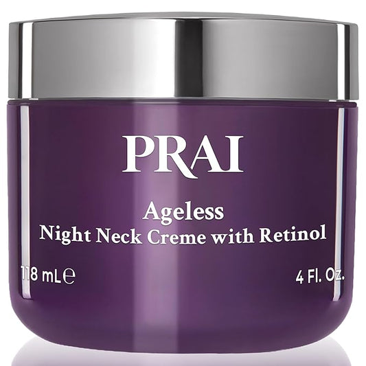PRAI Beauty Ageless Throat & Decolletage Night Creme | Neck Firming Cream For Overnight Use | Cruelty & Paraben-Free Neck Tightening Cream with Retinol | Neck Cream for Tightening and Firming | 4.0 Oz