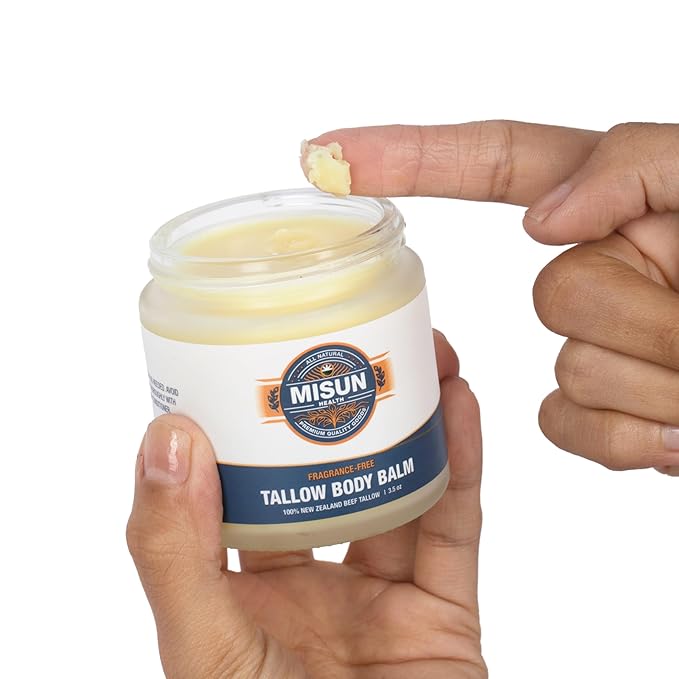 Unscented Beef Tallow Moisturizing Hand & Body Balm - 100% Natural New Zealand Tallow Fragrance-Free