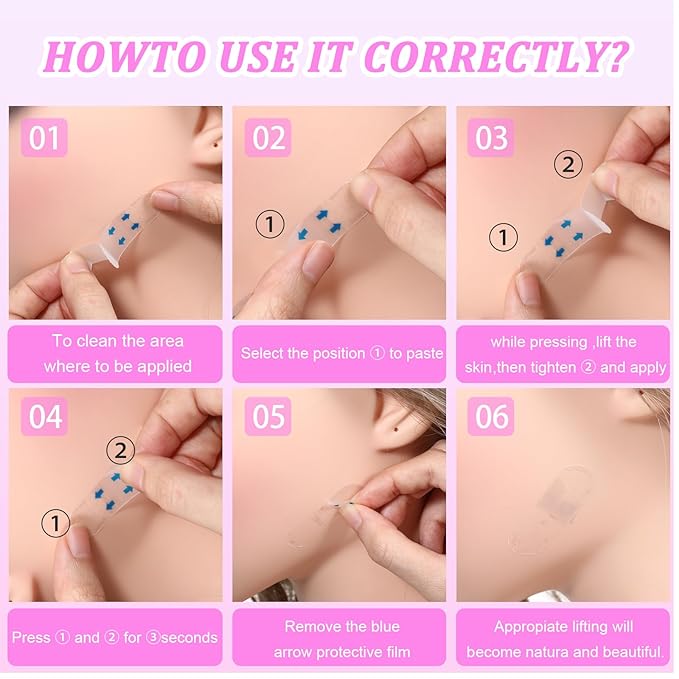 Sibba Face Tape 160 Pcs Invisible Lift Tapes Instant Tightening Sticker Portable Neck Patches Jowls Stickers Saggy Skin Strips Face Care Tape Clear Facical Tape for Double Chin Neck Wrinkle