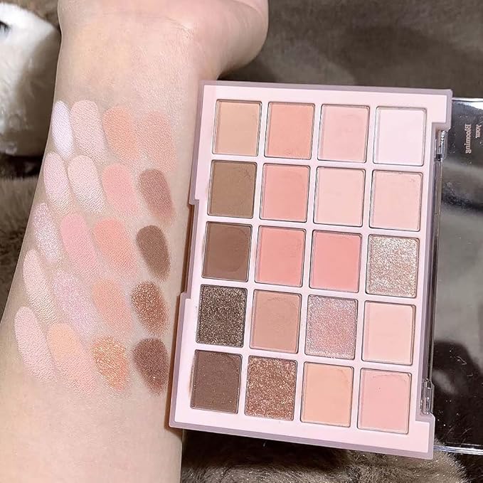 20Colors Nude Pink Brown Basics Matte Eyeshadow Palette,Eye Shadow Travel Makeup Palette all in one Long Lasting Waterproof Ultra-Blendable,Great for Travel Gift Kit