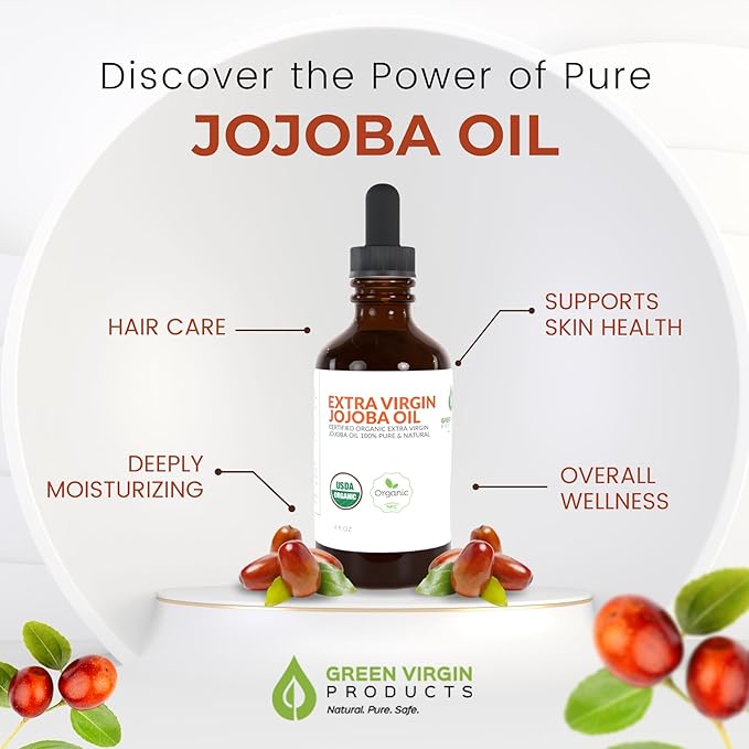 100% Pure Organic Jojoba Oil - 4 Fl Oz (Pack of 1)