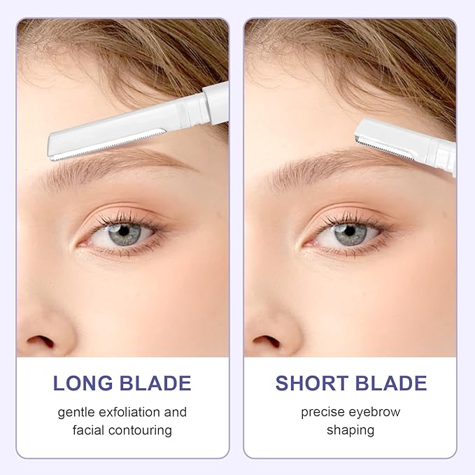 Dermaplane Razor for Women Face & Eyebrow - Dermaplaning Tool for Peach Fuzz Facial Hair Removal,High Precision Blade for Smooth Skin (White, 12 Count)