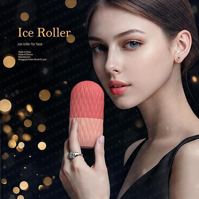 Ice Roller for Face, Ice Cube Facial Roller Massager, Reusable Silicone Face/Neck Ice Mold for Naturally Skin Care, De-Puff Eye Bags, Reduce Migraine Pain