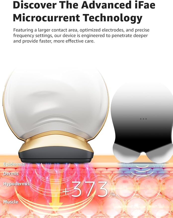 Microcurrent Facial Device Face Lift: iFae 3 in 1 Light Therapy for Face, Portable Face Lift Device for 90 Seconds Lifting, Tightening, Skin Rejuvenation Anti-Aging Wrinkle Skin Salon at Home White