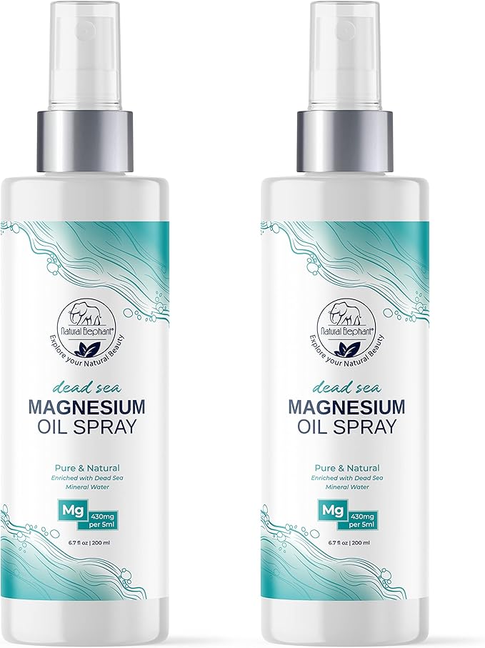 Natural Elephant Dead Sea Magnesium Oil Spray for Topical Use | 100% Pure | 6.7 fl oz (Pack of 2) | Promotes Relaxation and Well-Being