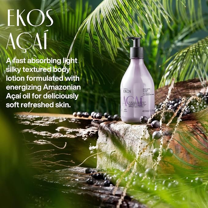 natura - Ekos Açaí Revitalizing Bundle - Hand cream & Exfoliating Shower Gel & Body Lotion - Vegan Skin Care - Brazilian Beauty Secrets - Self Care & Body Care