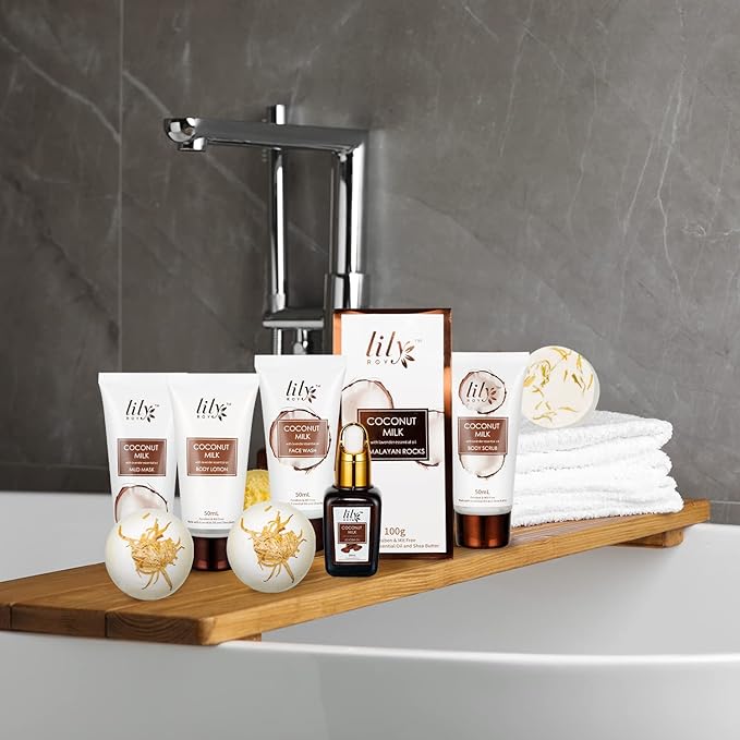 Mothers Day Gifts for Mom Coconut Vanilla Spa Gift Basket for Women 18 Pcs Luxury Bath & Body Set with Shower Gel | Relaxing Self Care Pampering Gifts for Her, Birthday, Christmas, Bridal Shower