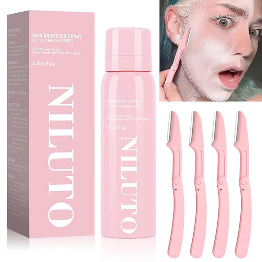 Hair Identifier Spray for Face Shaving, Moisturizing and Skin Care Dermaplaner Spray,Skin Body Hair Identifier Comfortable Face Shaving Powder (Pink 1pack 01)