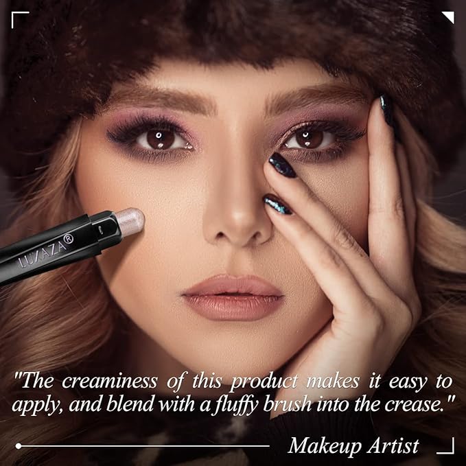 10PCS Eyeshadow Stick,Shimmer And Matte Brown Metallic Cream Eyeshadow Pencil Crayon with Smudge-proof & Waterproof, Eye Brightener Stick, Ideal Gift for Women - Ash Rose