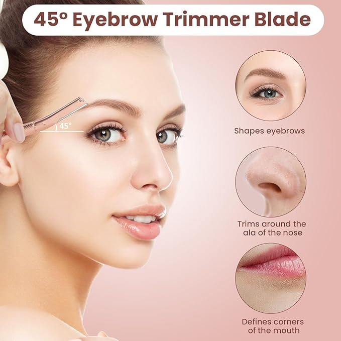 Face Razor for Women, Dermaplane Razor for Women Face Metal for Arm Armpit Leg Peach fuzz (A1-Rose Gold (12 replaced blades))