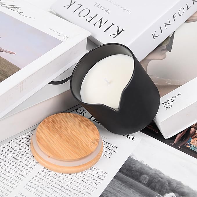 Soy Massage Oil Candle, 8.8OZ Low Temp Vanilla & Lavender Essential Oil in Frosted Black Glass, Moisturizing Body Massage Candle for Home & Spa