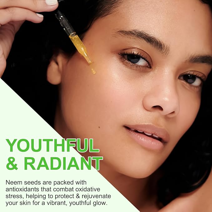 Neem Oil for Skin – 100% Natural Cold Pressed Neem Oil - for Face, Skin Care, Hair Care, Scalp Massage & Body Massage，Hair Growth, Acne, Anti-Aging Moisturizer (2.02 Fl Oz)