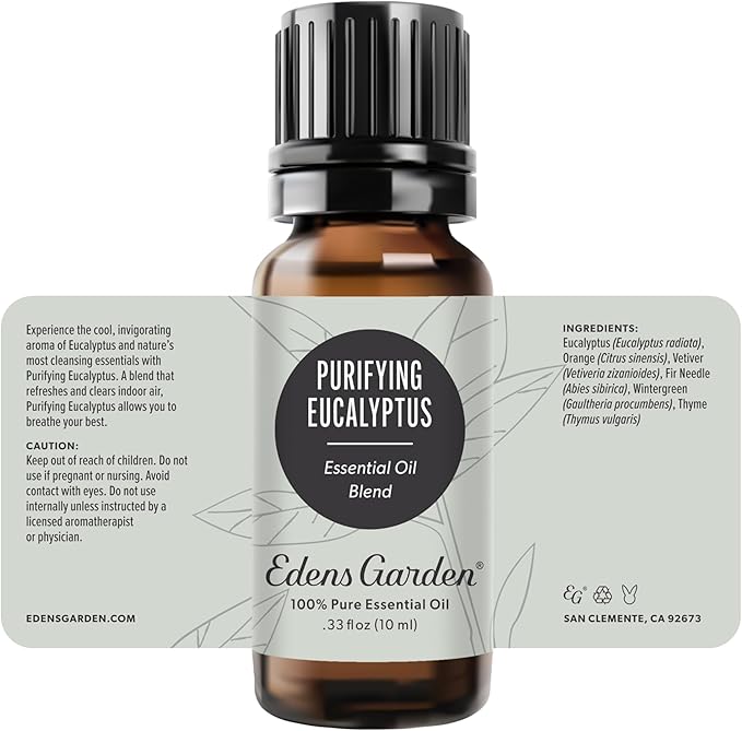 Edens Garden Purifying Eucalyptus Essential Oil Blend- 100% Pure Premium Grade, Undiluted, Natural, Therapeutic, Aromatherapy, The Best for Diffusing, Skin, Hair, Humidifiers 10 ml (.33 fl oz)