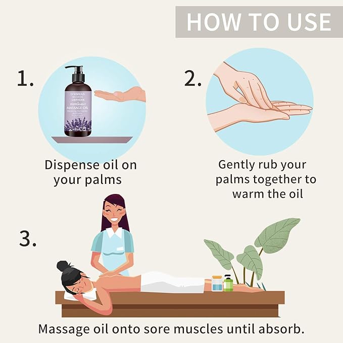 Massage Oil with Lavender and Peppermint Massage Oil for Skin Moisturizing Body Oil Lavender Massage Oil for Men and Women 10.2 fl.oz