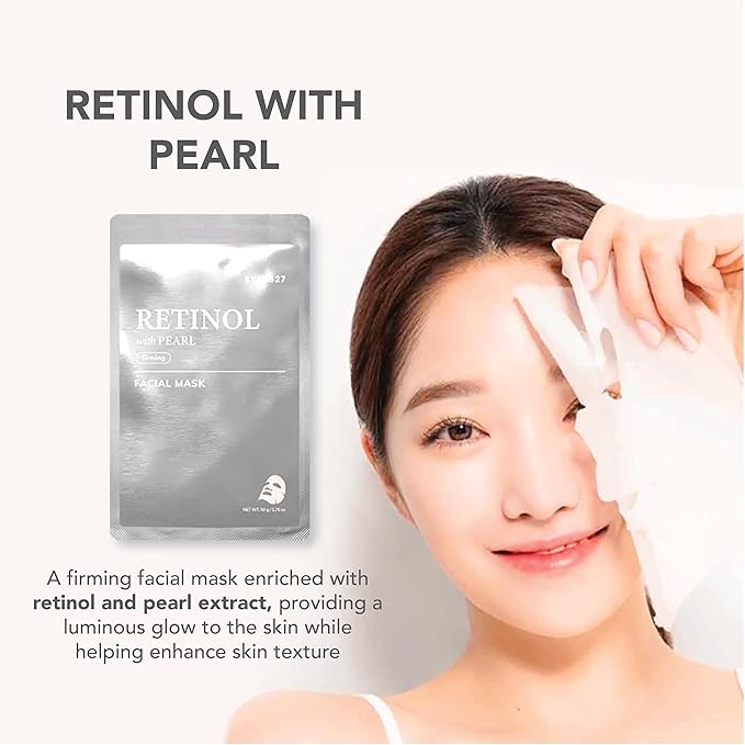 SKIN627 Bulk 12PK Face Masks Skincare, Korean Skincare, Facial Mask, Sheet Masks Korean (12PK Retinol with Pearl)